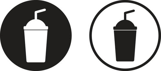 Poster - Juice cup icon set in two styles . Cup icon with straw . Drink icon . Vector illustration