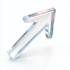 Poster - 3d glass arrow icon isolated on solid white background reflecting modern minimalistic design with tr