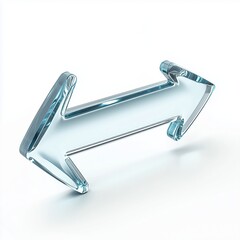 Poster - 3d glass arrow icon isolated on solid white background reflecting modern minimalistic design with tr