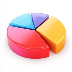 Poster - 3d pie chart icon isolated on transparent or white background 
