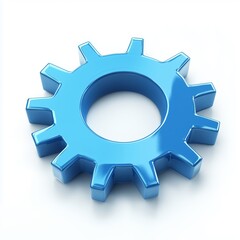 Poster - 3d render of blue gears icon on white background. 