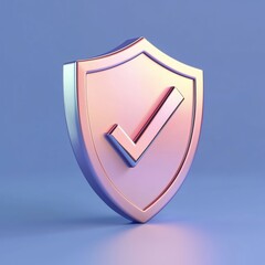 Fototapete - 3D shield check mark icon. Security Concept. Shield protection icon with checkmark. Security, Protection, Medical health protection,antivirus, successful verification. Creative design icon. 3d render 