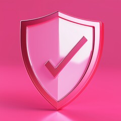 Fototapete - 3D shield check mark icon. Security Concept. Shield protection icon with checkmark. Security, Protection, Medical health protection,antivirus, successful verification. Creative design icon. 3d render 