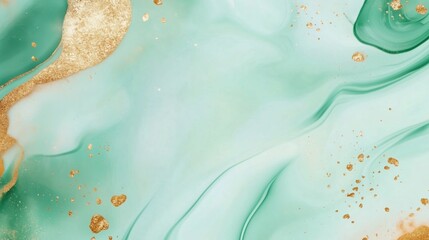 Poster - swirling turquoise patterns with gold accents create a vibrant abstract design reflecting modern art