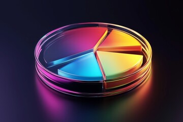 Poster - glass pastel color morphism business chart pie icon with colorful gradient light on dark background 3d render 