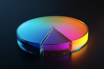 Poster - glass pastel color morphism business chart pie icon with colorful gradient light on dark background 3d render 