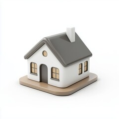 Poster - home 3d render icon on white 