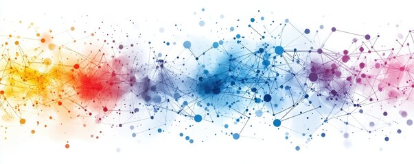 Poster - Colorful abstract network of interconnected particles and lines