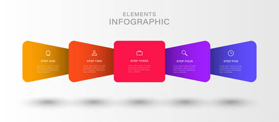 Poster - multicolored infographic design template with 5 options, steps.