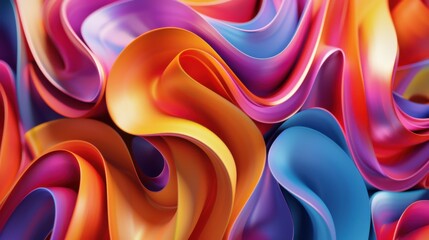 Poster - 3d illustration of twisted colorful shapes