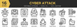 © spacepixel - Cyber Attack icon set. Editable Stroke Icon Collection. Includes Hacker, Cyber, Attack, Security, Encrypted, Cracking, and More. Outline icons vector collection.