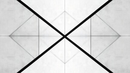 Poster - Modern architectural design features geometric patterns in contrasting black and white tones creating a striking visual impact