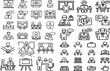 © Nur - Meeting set of web icons in line style. Live webinar icons for web and mobile app. Containing conference, business meeting, classroom, team, interview, conference, work, discussion and more