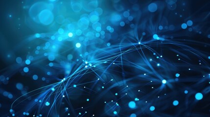 Poster - Abstract tech background with illuminated fiber optic connections, quantum computing network system electronic global intelligence 