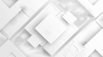Poster - Abstract white and grey modern square shape with Halftone. Futuristic concept background