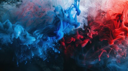 Poster - Acrylic blue and red colors in water. Ink blot. Abstract black background