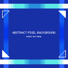 Poster - Blue Minimal Pixel Art Style Gradient Lines Frame Background with Shades,