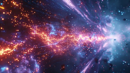 Wall Mural - This photo depicts a striking abstract image of a blue and black background illuminated by multiple lightning strikes