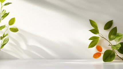 Poster - natural green leaves and orange elements create a serene atmosphere in a bright indoor setting durin