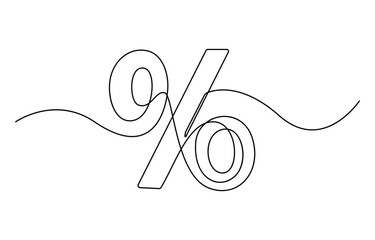 Fototapete - Percentage Sign Continuous Line Icon, Clearance Sale continuous line drawing with color shapes,

