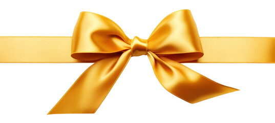 Gold bow ribbin isolated on transparent background Png	