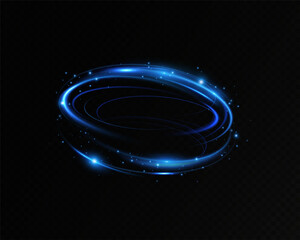 Poster - Motion of circular neon blue light.Portal light effect.Blue glowing Twirl. 
Bright glowing frame