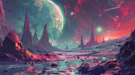 Poster - AI generated illustrations of science fiction in space