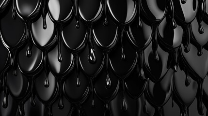 Poster - Jagged dark scales glisten as black liquid drips down, forming captivating patterns and enhancing the texture