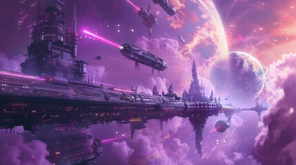 Poster - ai generated illustrations of science fiction in space