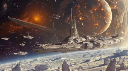 Poster - ai generated illustrations of science fiction in space