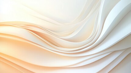 Poster - Simple Background, Fluid white paper waves with soft gradients creating a serene background.