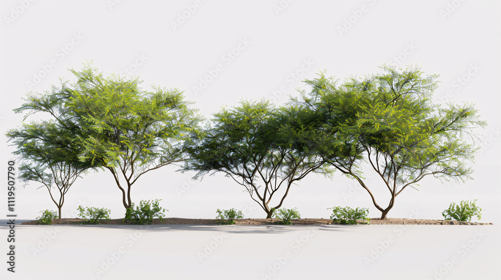 Prosopis Chilensis Trees: 3D rendering on a transparent background for ...
