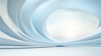 Poster - Simple Background, Sleek, modern interior with flowing lines and soft lighting in a serene, minimalist space.