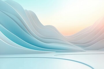 Poster - Simple Background, Abstract wavy landscape with soft colors and gradients, suggesting a serene atmosphere.