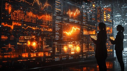 Poster - AI Powered Startup Team Visualizing Financial and Growth Strategies in Futuristic Cityscape