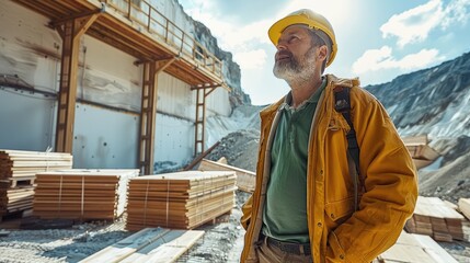 Aufkleber - a 40 year old man working in a modern minerals mine.