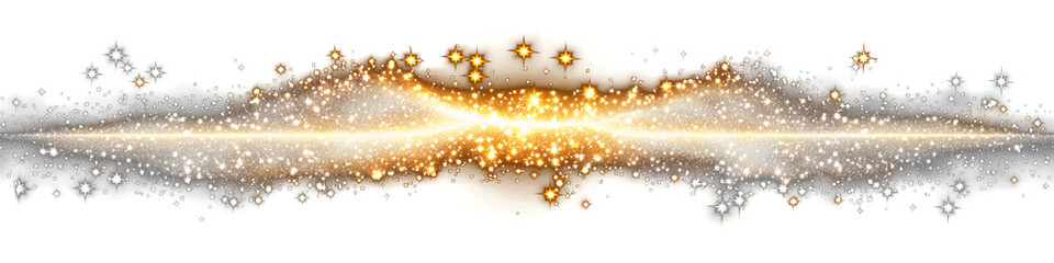 gold and silver galaxy burst on transparent background