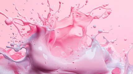 Poster - Pink liquid splashing and making a crown shape on pink background