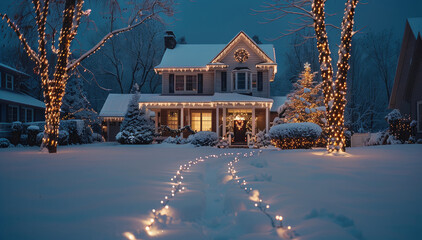 Poster - On Christmas Eve, in front of a beautiful house.
