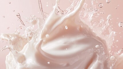 Poster - Creamy liquid splashing and making a crown shape on pink background