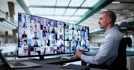 Poster - Online Video Conference Webinar On Computer