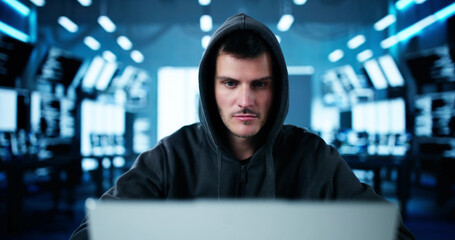 Poster - Cyber Security Risk. Thief Man Hacking