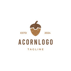 Wall Mural - Acorn Logo, Nut Design With Oak Leaves Vintage Retro Hipster, Template Illustration Vector