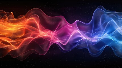 Leinwandbilder - An abstract representation of music as waves of color, each tone and frequency forming a unique visual pattern against a dark background. Vibrant, flowing.