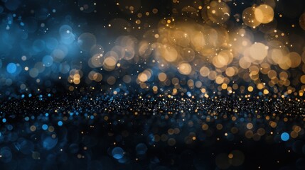 Poster - background of abstract glitter lights. gold, blue and black. de focused