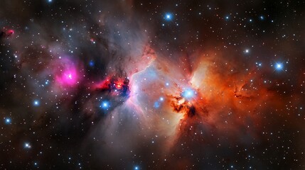 Wall Mural - bright nebula in deep space showcasing colorful gas and star formations