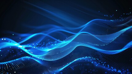 Poster - beautiful abstract wave technology background with blue light digital effect corporate concept