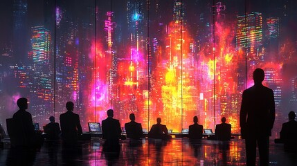 Poster - Glowing Cityscape Displays Ignite Business Leaders  Discussion on Community Investments