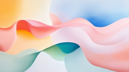 Poster - abstract painting with flowing waves in soft pastels creates a serene atmosphere in a light-filled s