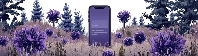 Poster - mobile ai app showcasing personalized travel insights amidst a serene nature landscape